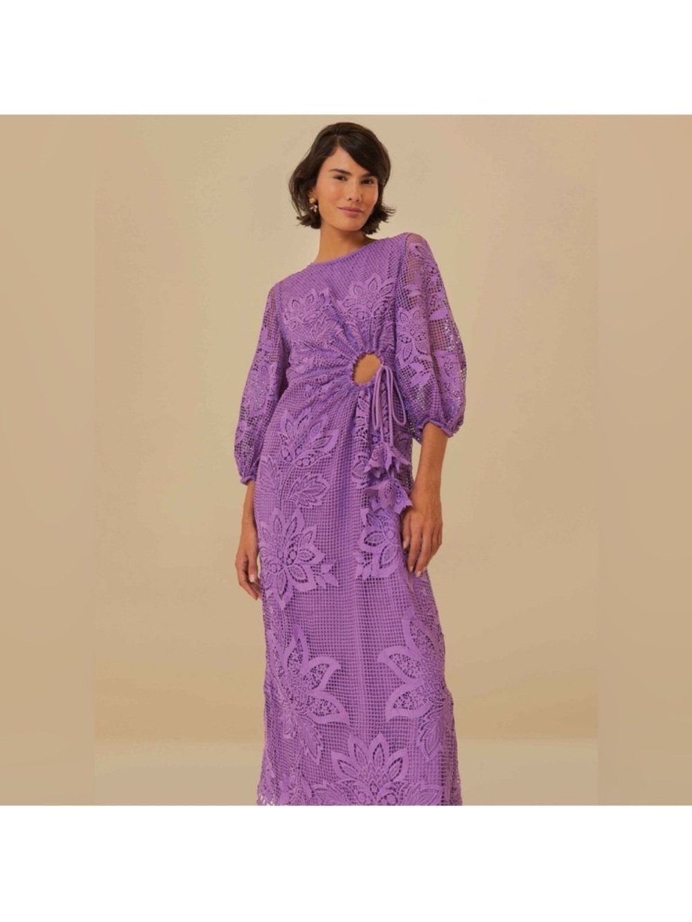 FARM Rio Purple Crochet Midi Dress with Ring Detail - Picture 10 of 10